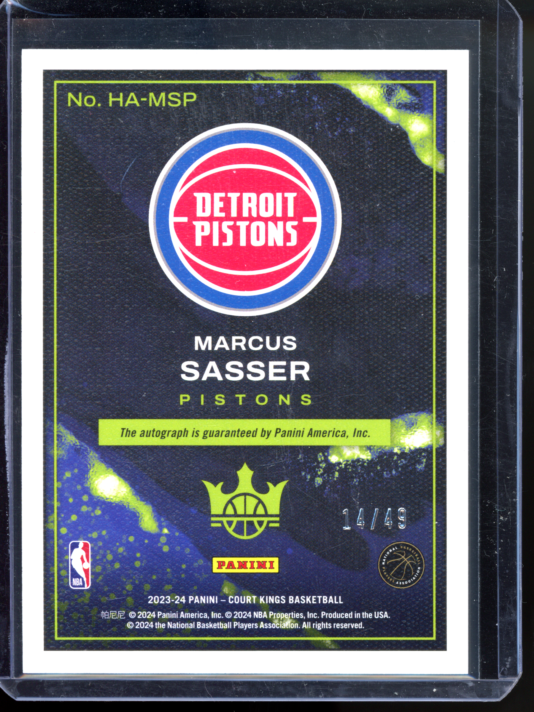 Marcus Sasser Autograph Card - Limited to 49 | 2023-24 Court Kings Heir Apparent