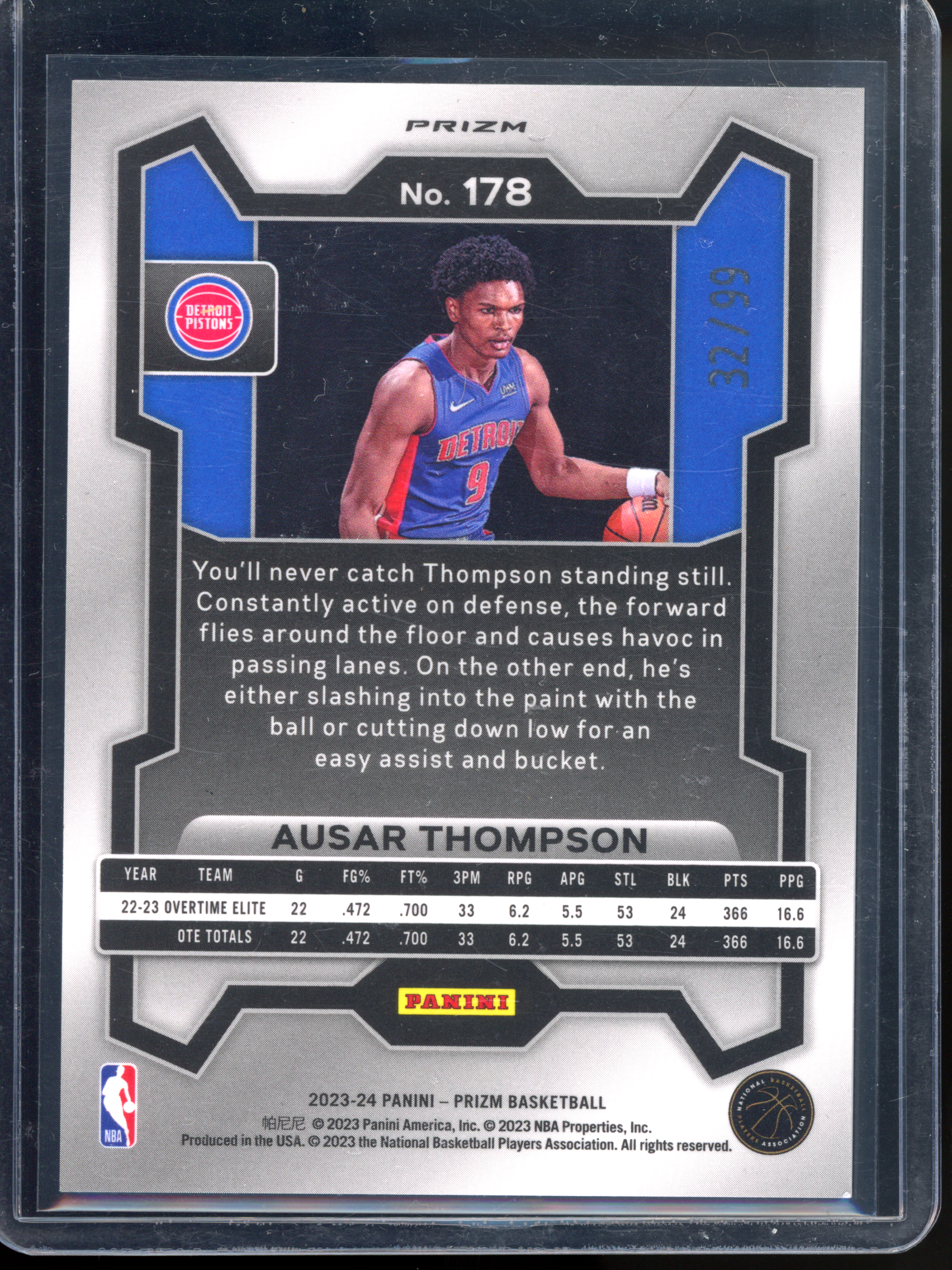 Ausar Thompson - Limited to 99 | 2023-24 Prizm Blue Seismic Rookie Card