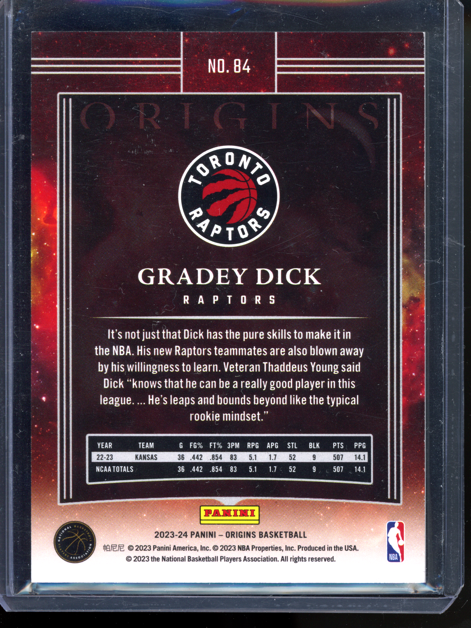 Gradey Dick - Limited to 115 | 2023-24 Origins Red Rookie Card