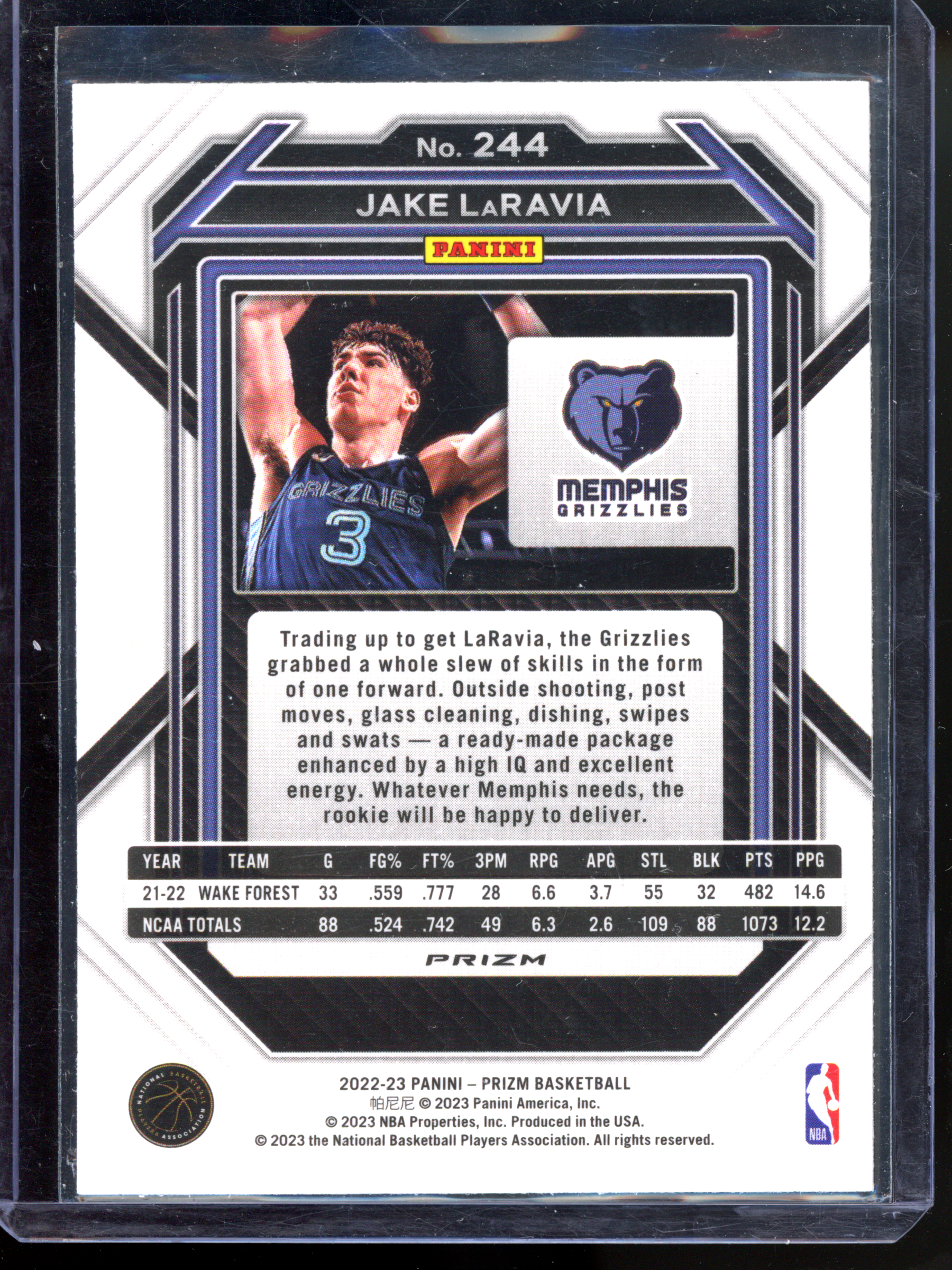 Jake LaRavia - 2022-23 Prizm Cracked Ice Rookie Card