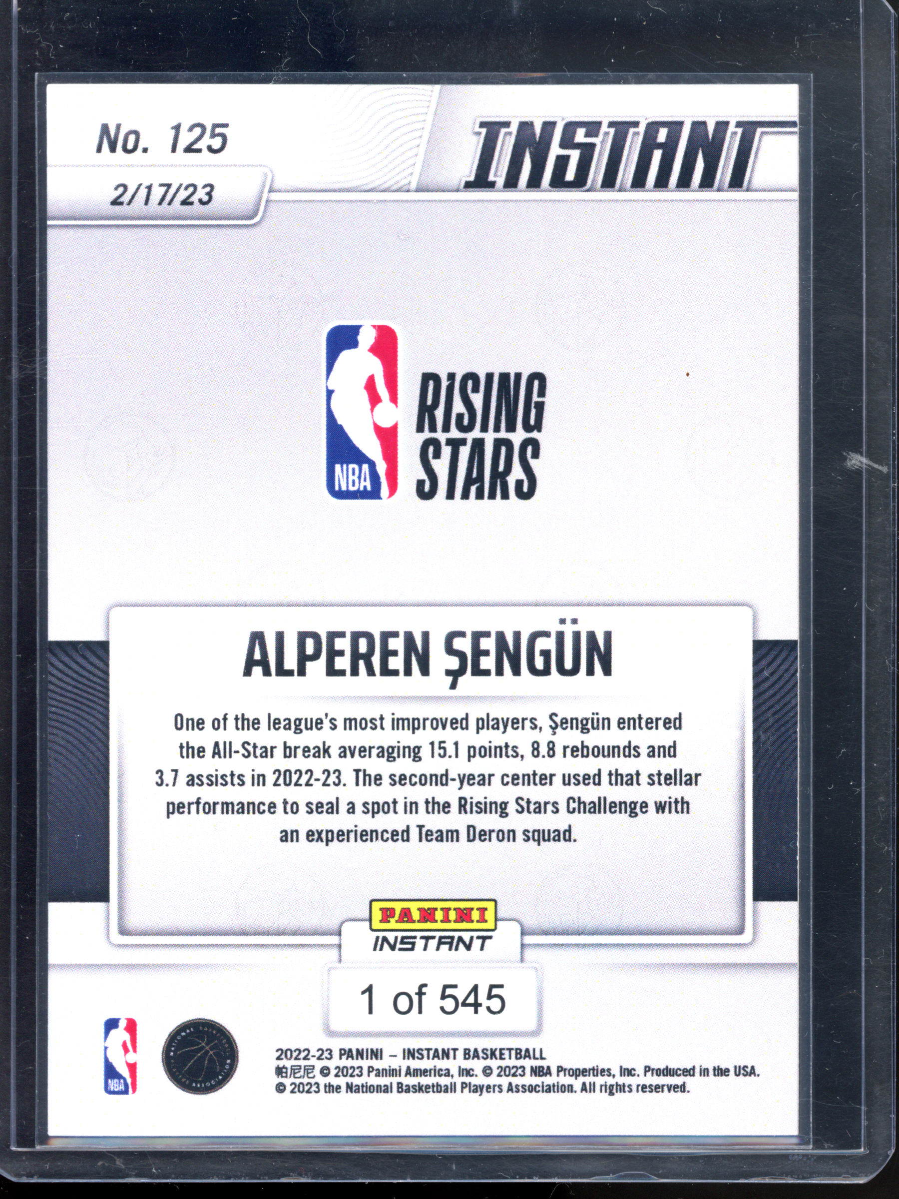 Alperen Sengün Rising Stars - Limited to 545 I 2022-23 Panini Instant