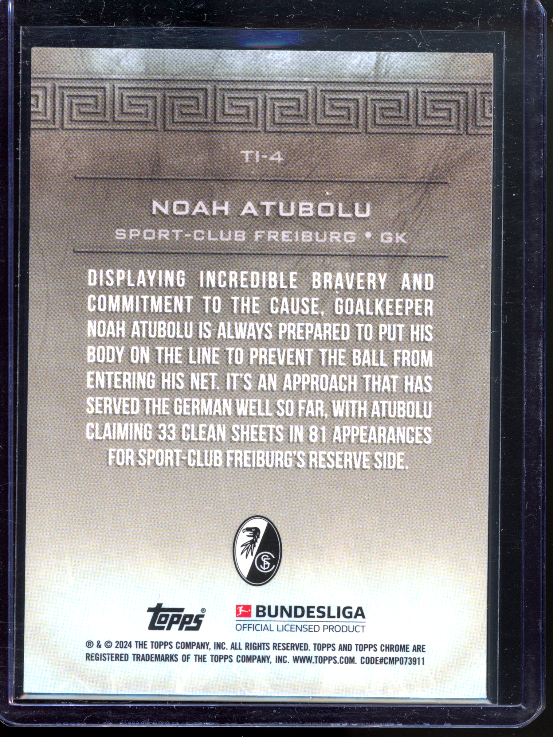 Noah Atubolu Titans Rookie Card I 2023-24 Topps Chrome Bundesliga