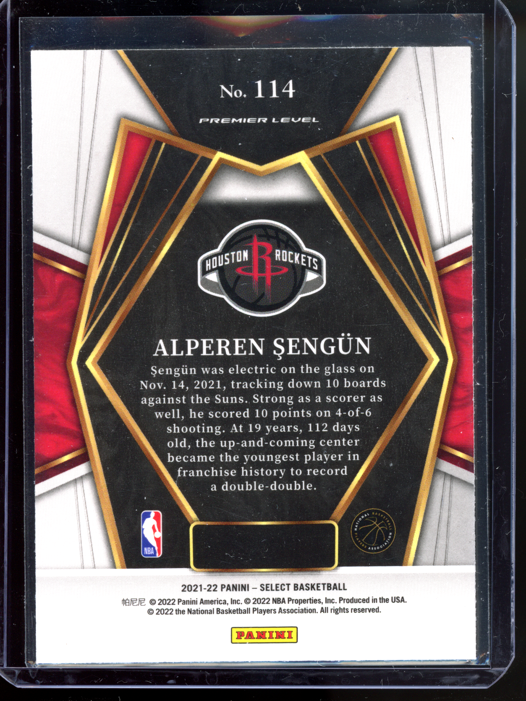 Alperen Sengün Rookie Card I 2021-22 Panini Select Premier Level