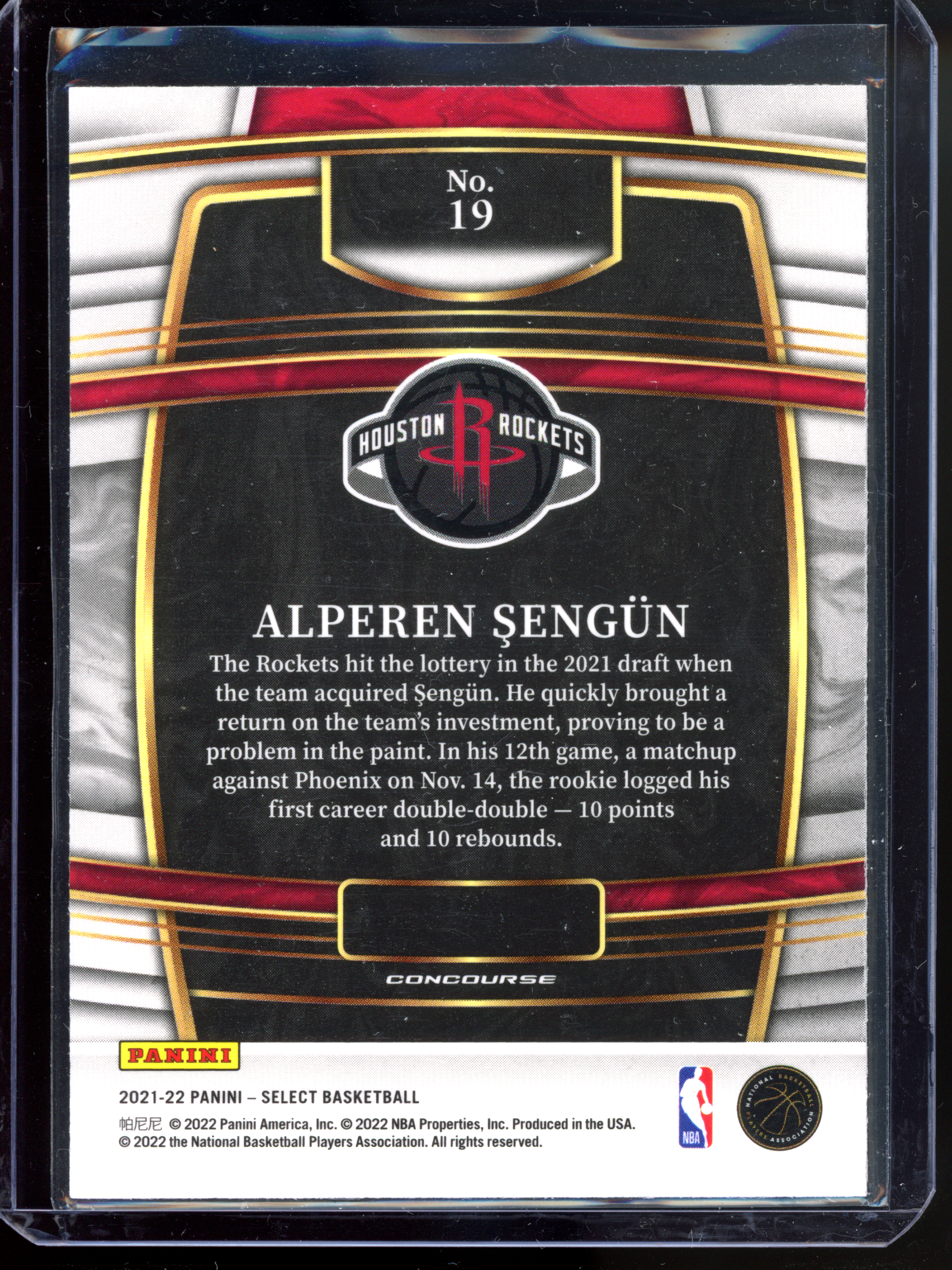 Alperen Sengün Concourse Rookie Card I 2021-22 Panini Select