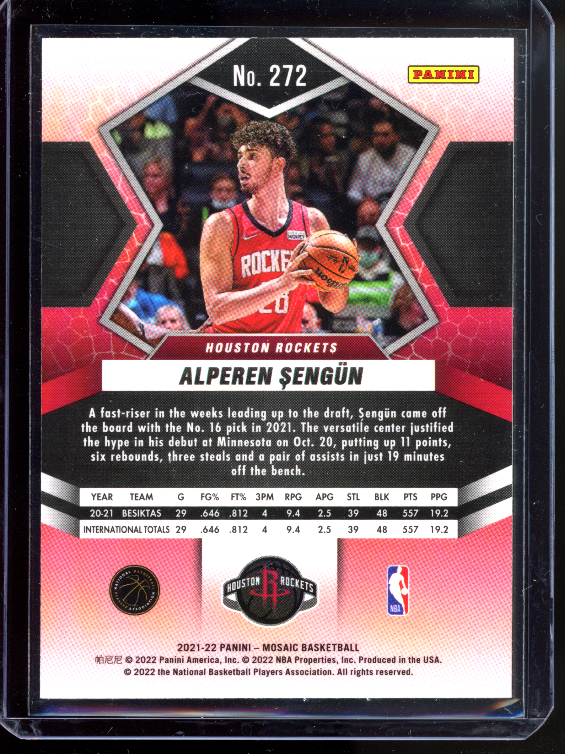Alperen Sengün Rookie Card I 2021-22 Panini Mosaic