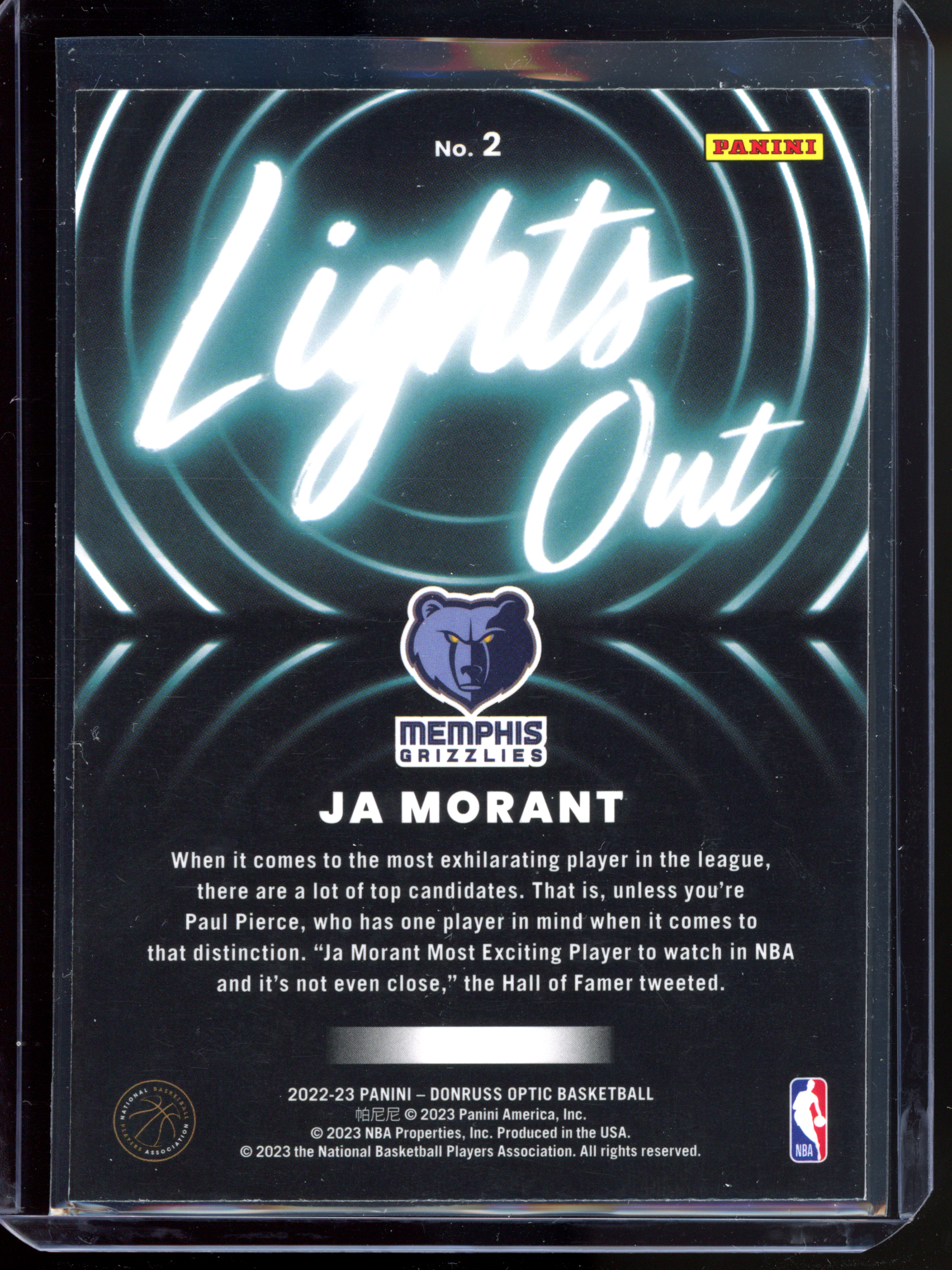 Yes Morant Lights Out I 2022-23 Panini Donruss Optic
