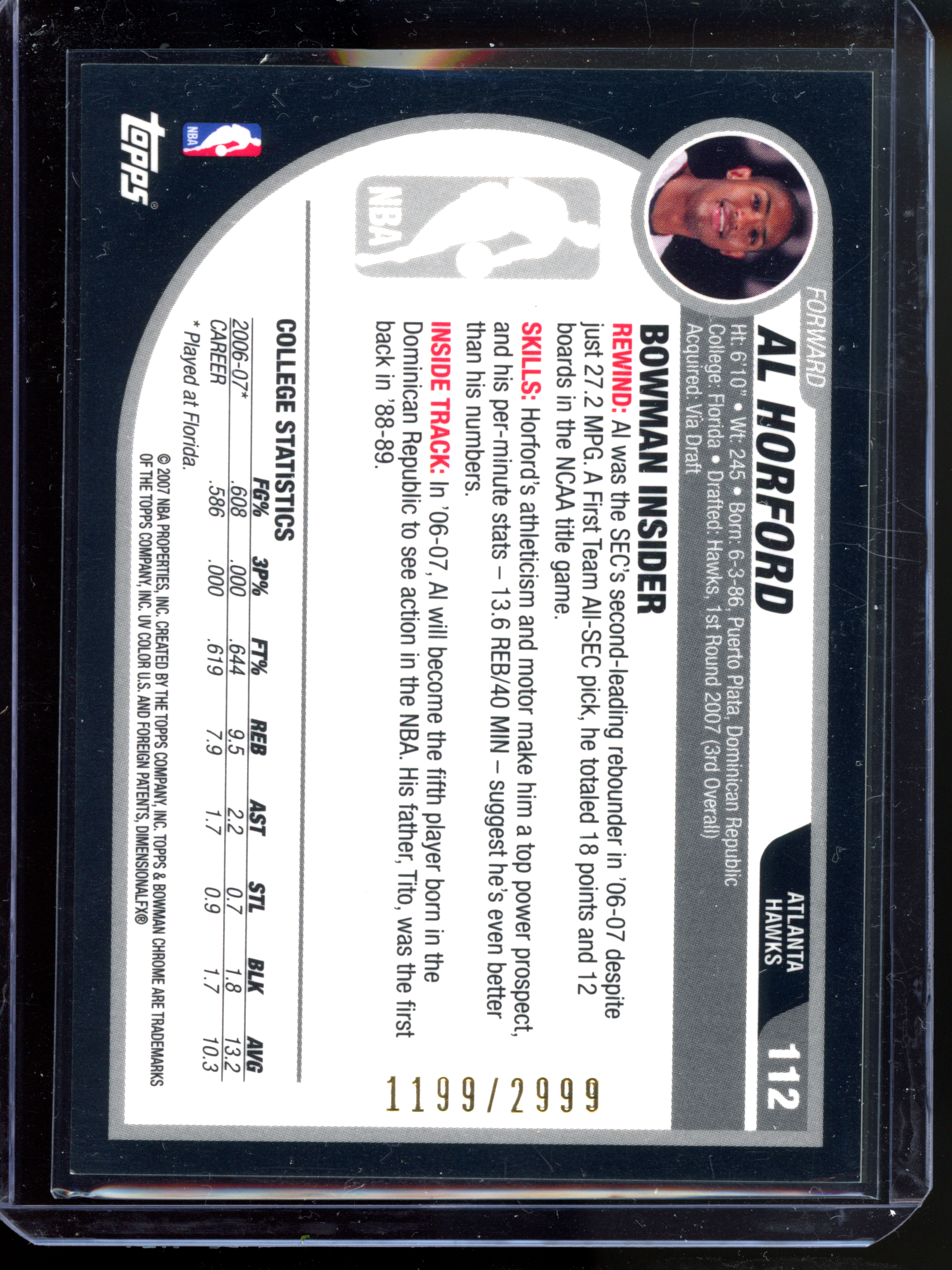Al Horford Rookie - Limited to 2999 | 2007-08 Bowman Chrome