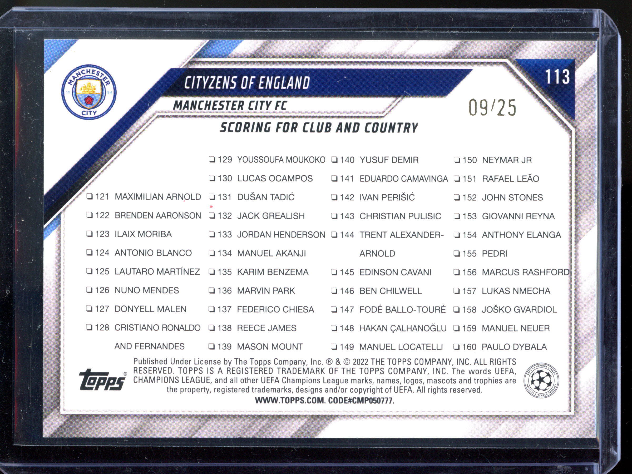 Phil Foden & Raheem Sterling Cityzens of England - Limited to 25 | 2021-22 Topps UEFA