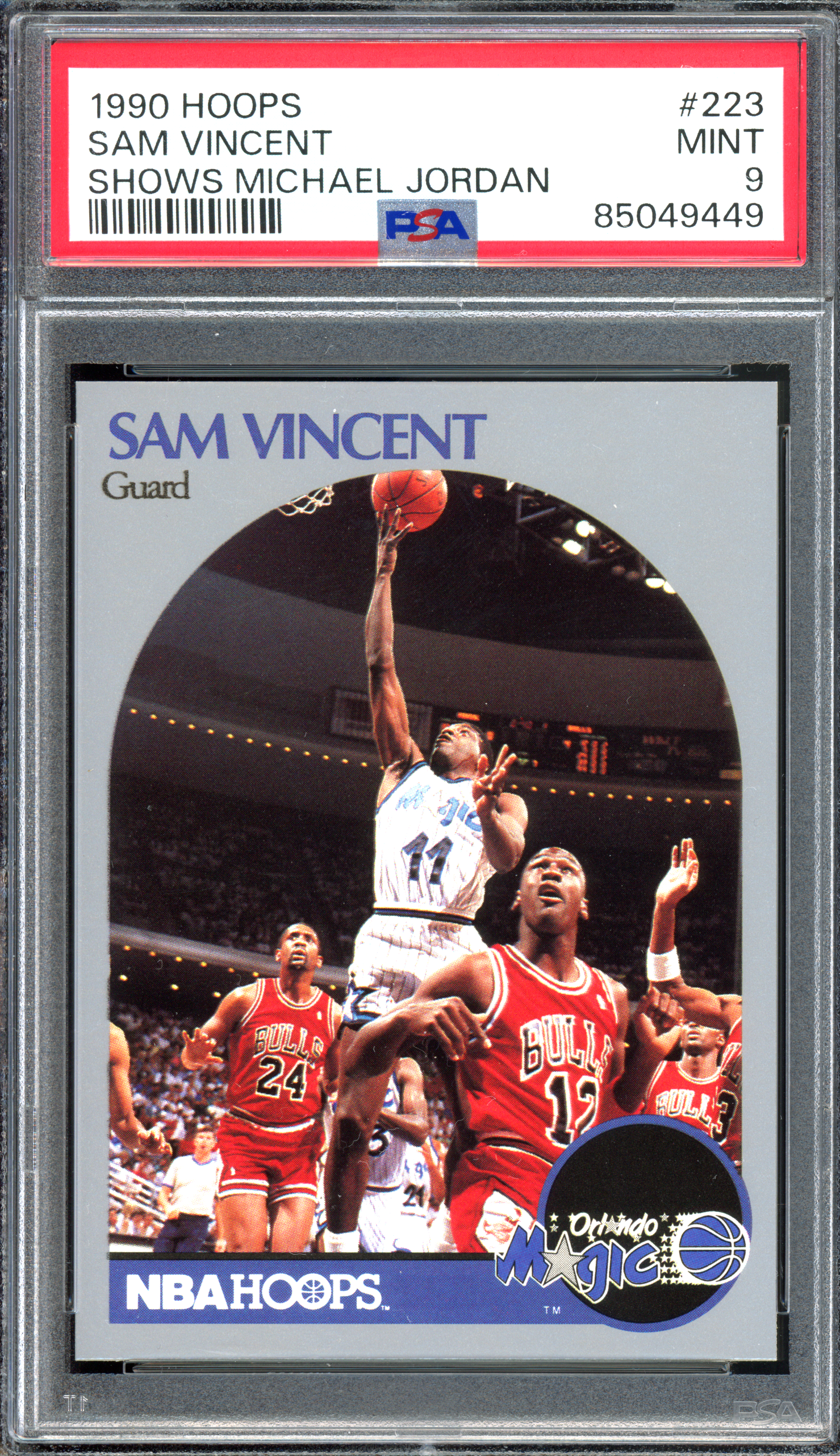 Sam Vincent & Michael Jordan wearing jersey number 12 PSA 9 I 1990 NBA Hoops