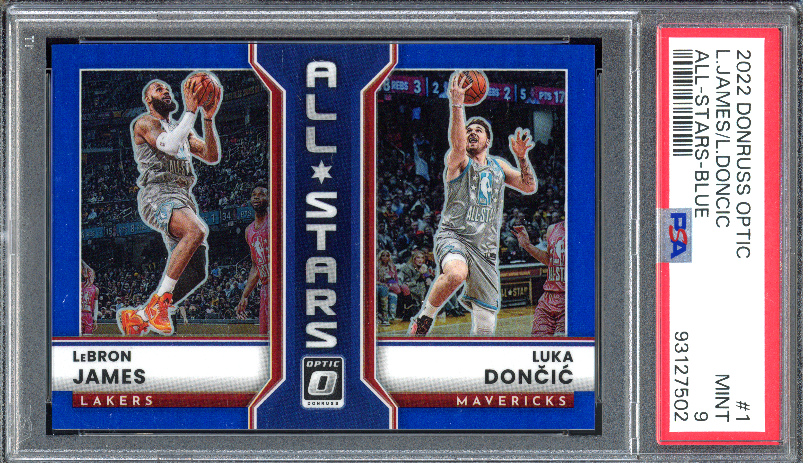 LeBron James & Luka Doncic All-Stars Blue PSA 9 - Limited to 49 I 2022-23 Panini Donruss Optic