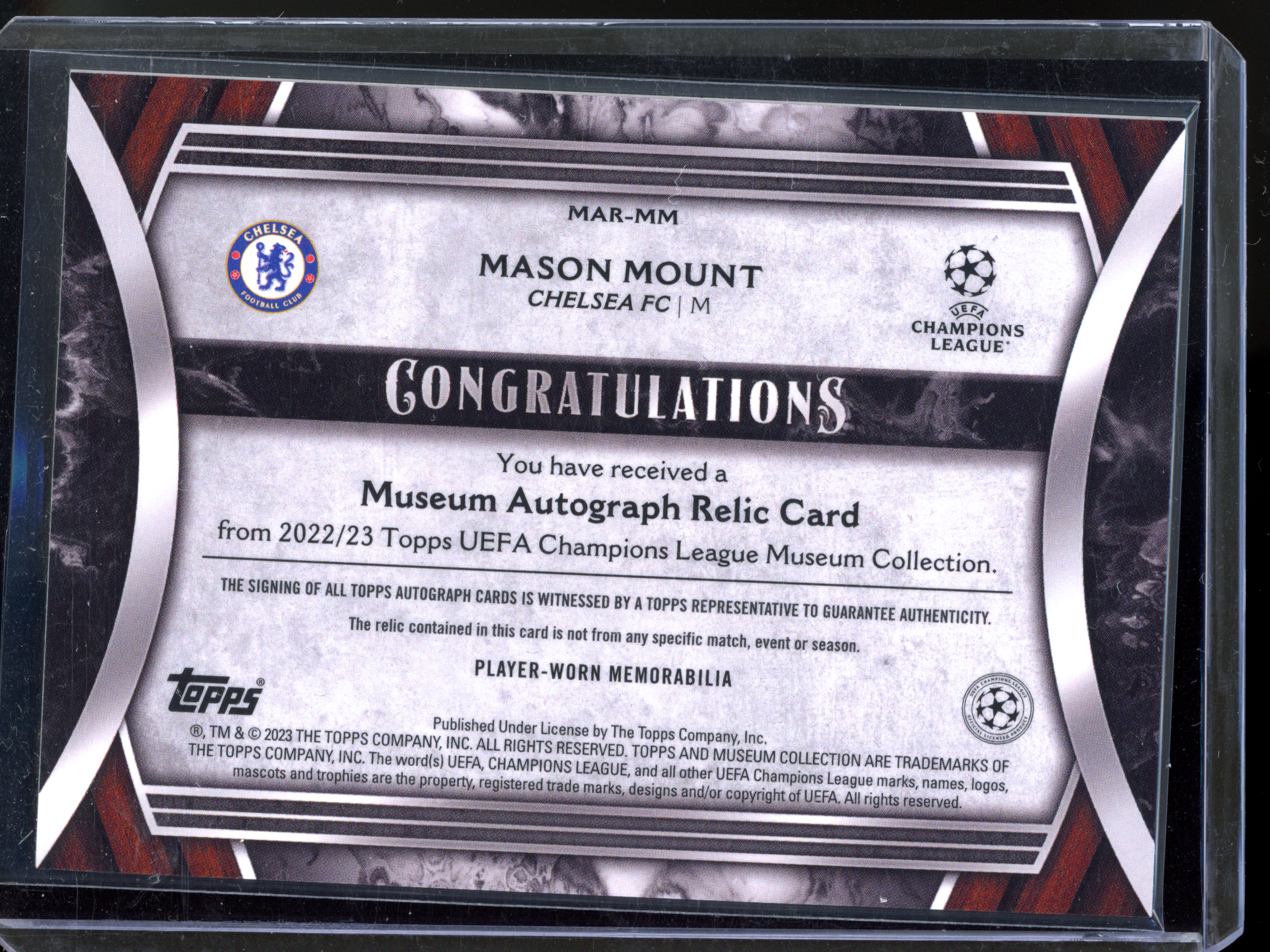 Mason Mount autograph with jersey piece - Limited to 50 | 2022-23 Topps Museum Collection
