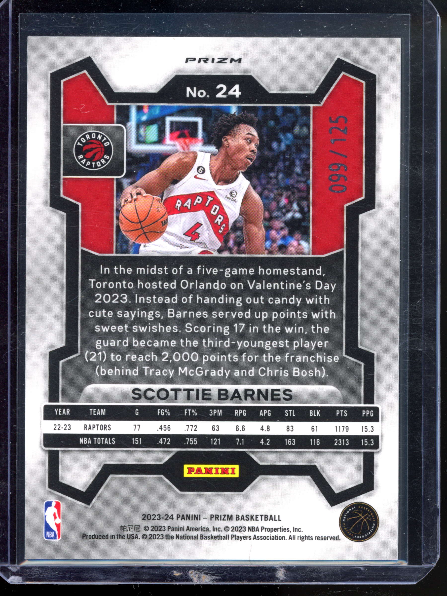 Scottie Barnes Blue Ice - Limited to 125 | 2023-24 Panini Prizm