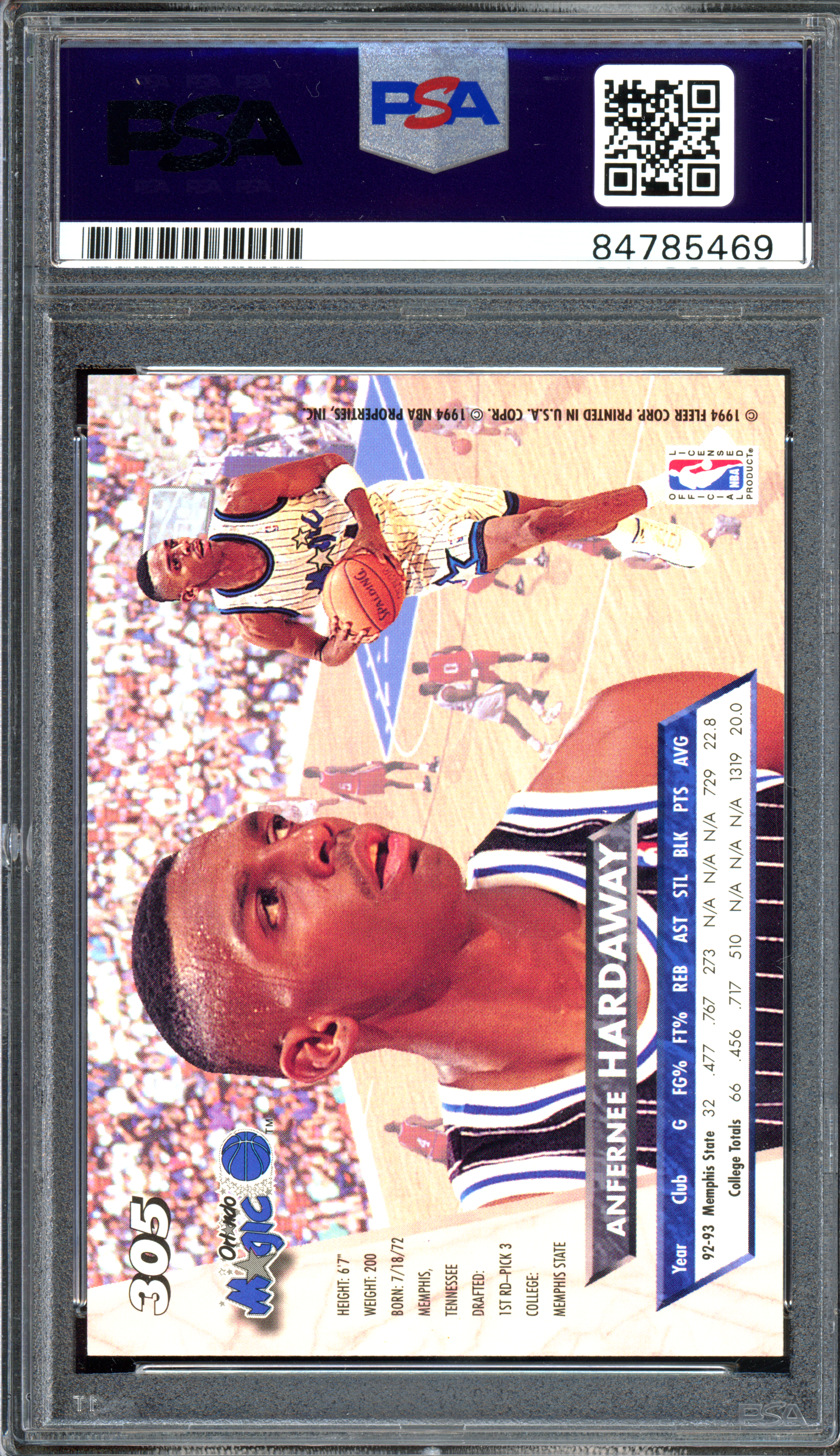 Penny Hardaway Autograph Rookie - Authenticated by PSA I 1993-94 Fleet Ultra