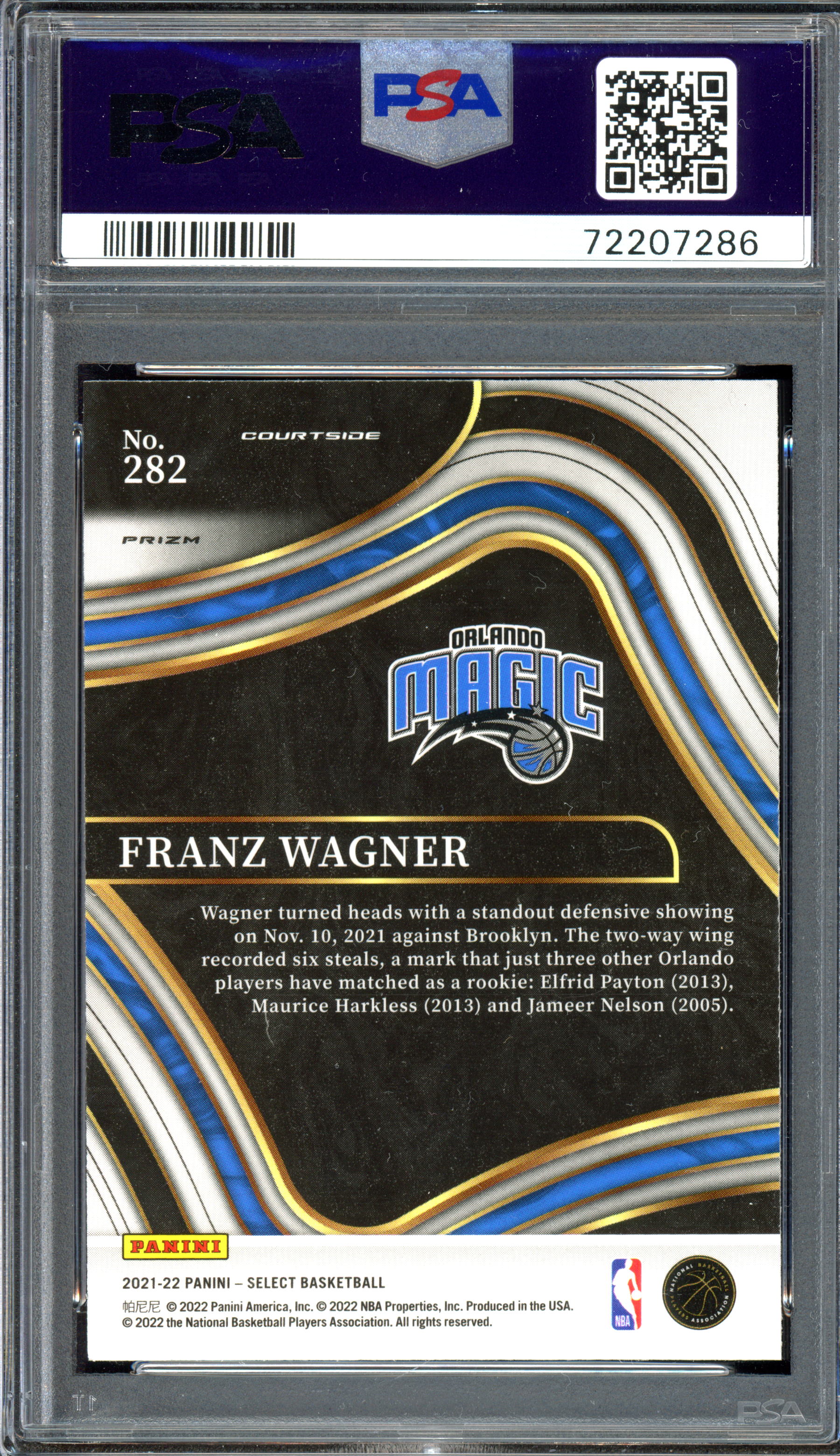Franz Wagner Blue Shimmer Rookie PSA 10 I 2021-22 Panini Select Courtside