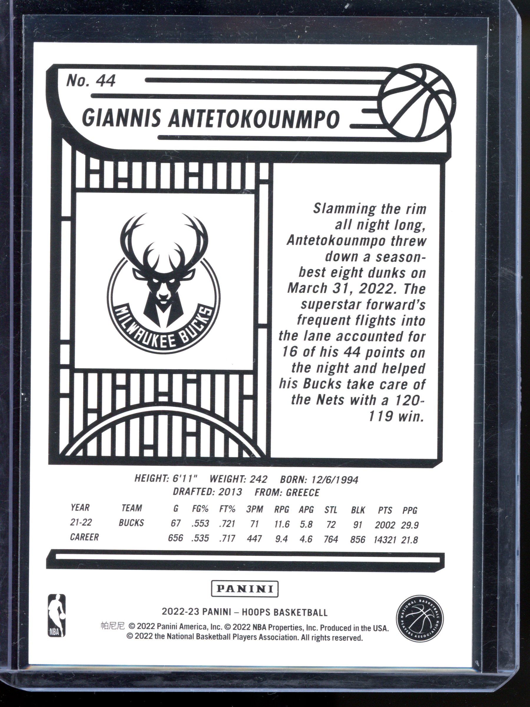 Giannis Antetokounmpo - Limited to 199 | 2022 NBA Hoops Premium Box Set