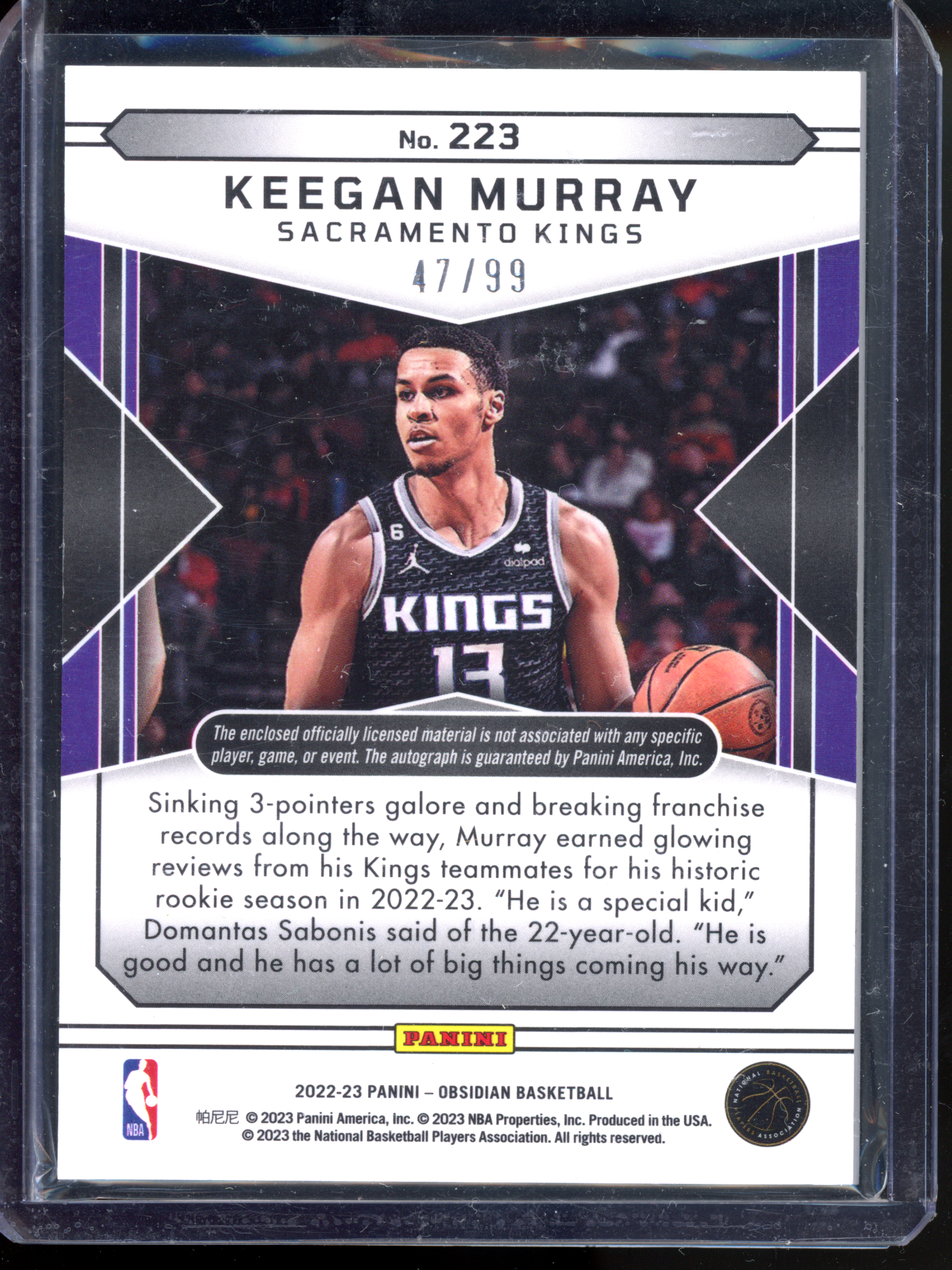 Keegan Murray Autograph Card - Limited to 99 | 2022-23 Panini Obsidian RPA