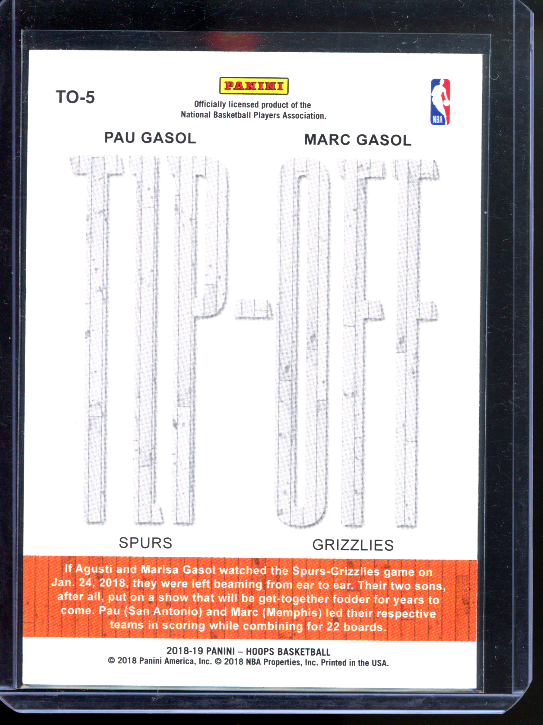 Pau Gasol &amp; Marc Gasol Tip-Off Silver I 2018-19 Panini NBA Hoops