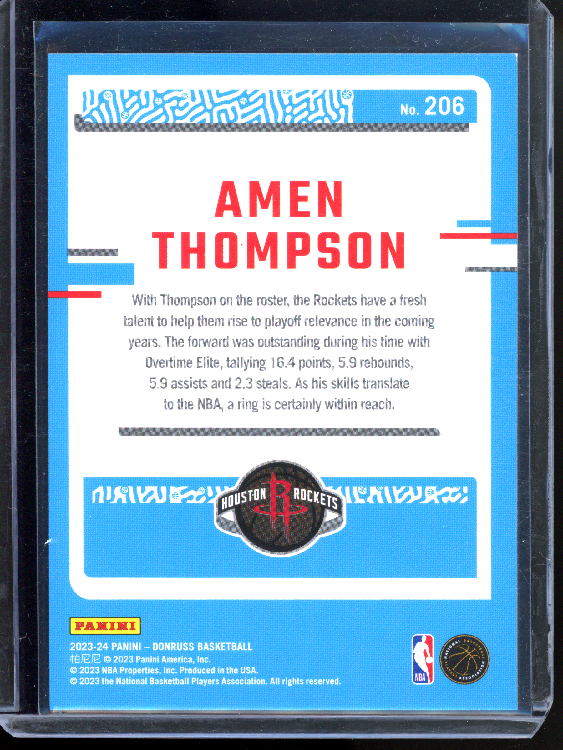 Amen Thompson Rated Rookie Card I 2023-24 Panini Donruss