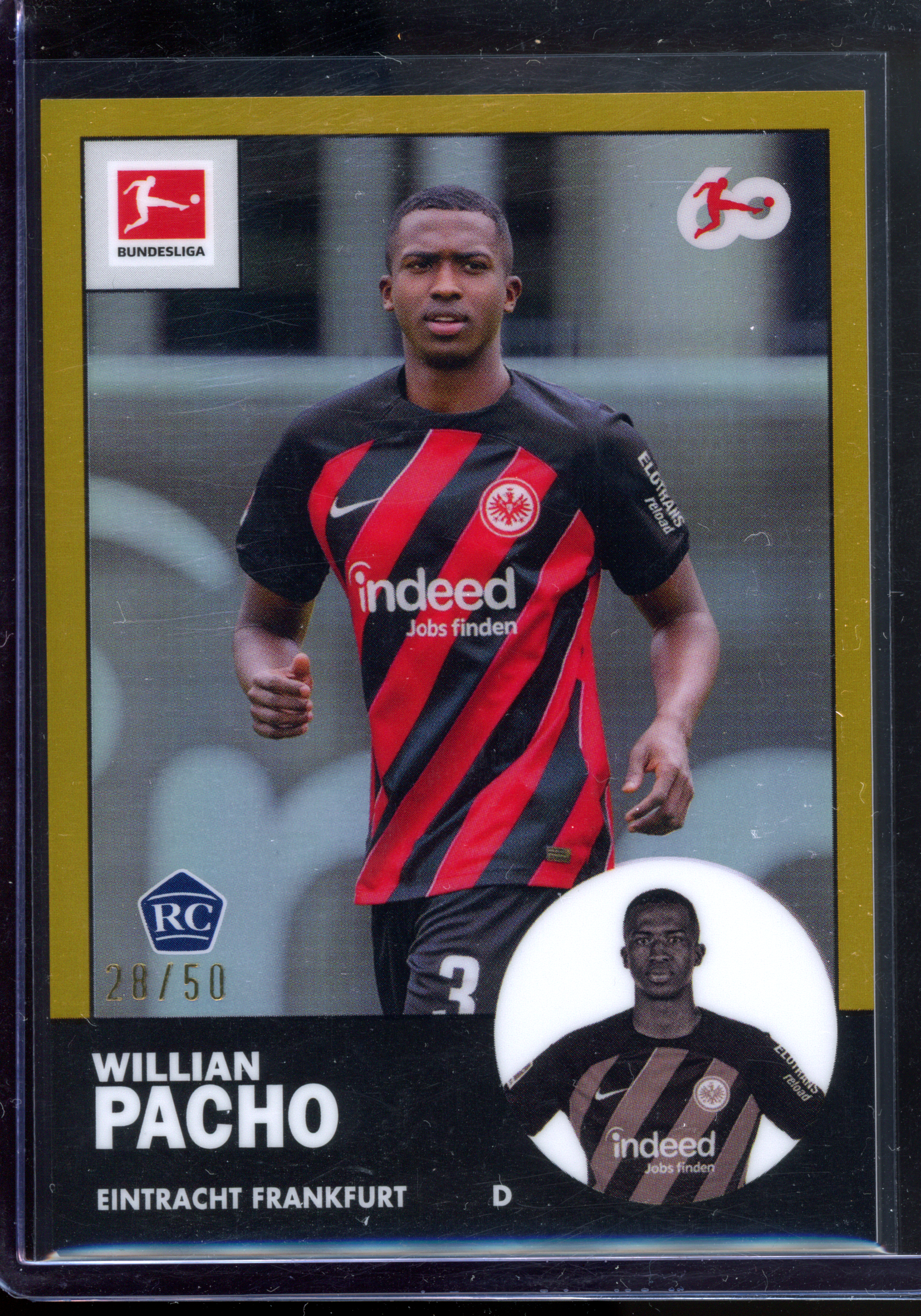 William Pacho Gold Rookie Card - Limited to 50 | 2023-24 Topps Chrome 60 Years of Bundesliga