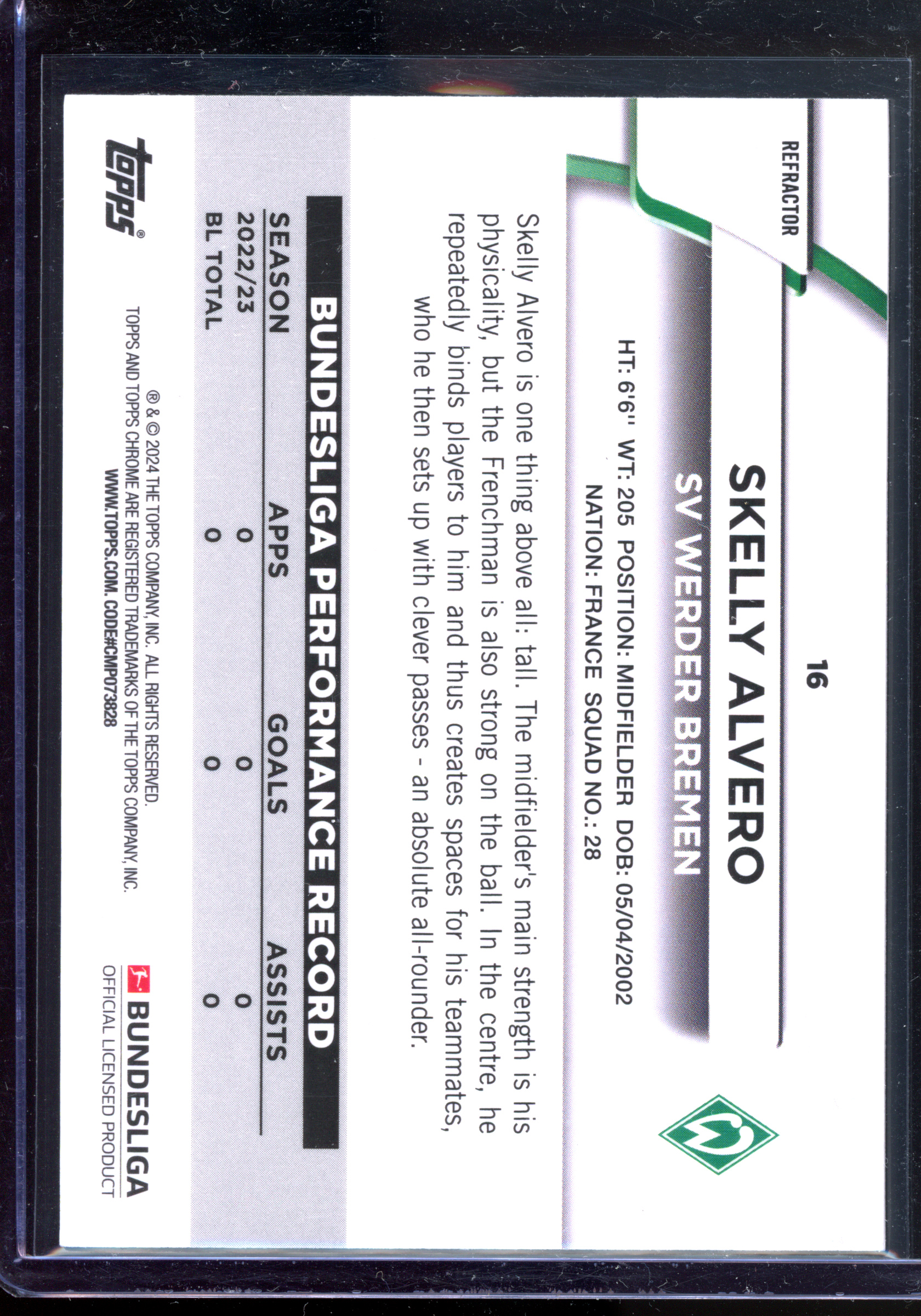 Skelly Alvero Disco Rookie Card I 2023-24 Topps Chrome Bundesliga