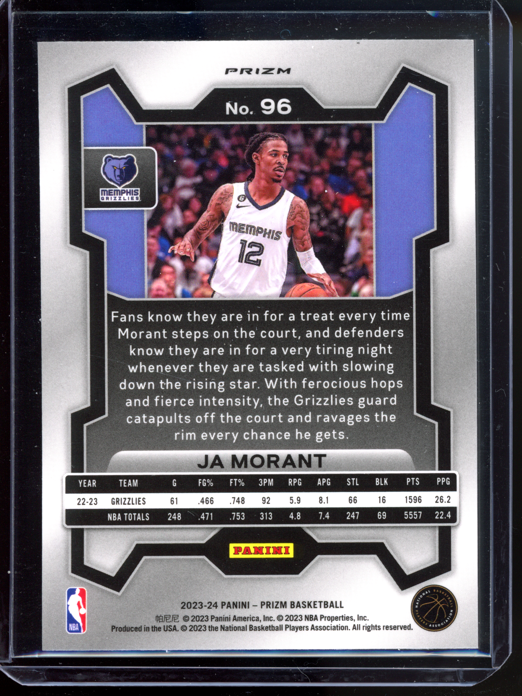 Yes Morant Pink Cracked Ice I 2023-24 Panini Prizm