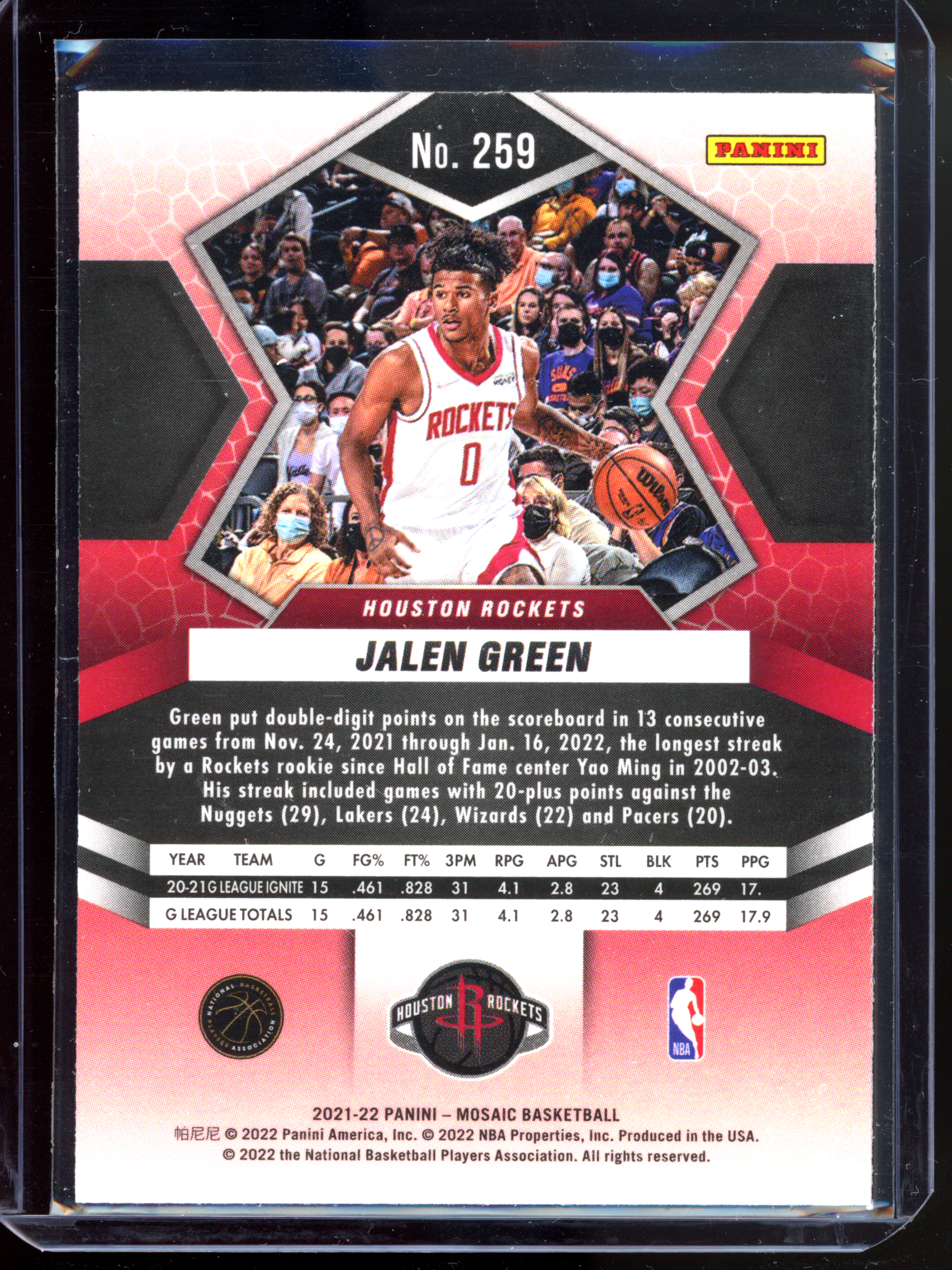 Jalen Green National Pride Rookie Card I 2021-22 Panini Mosaic