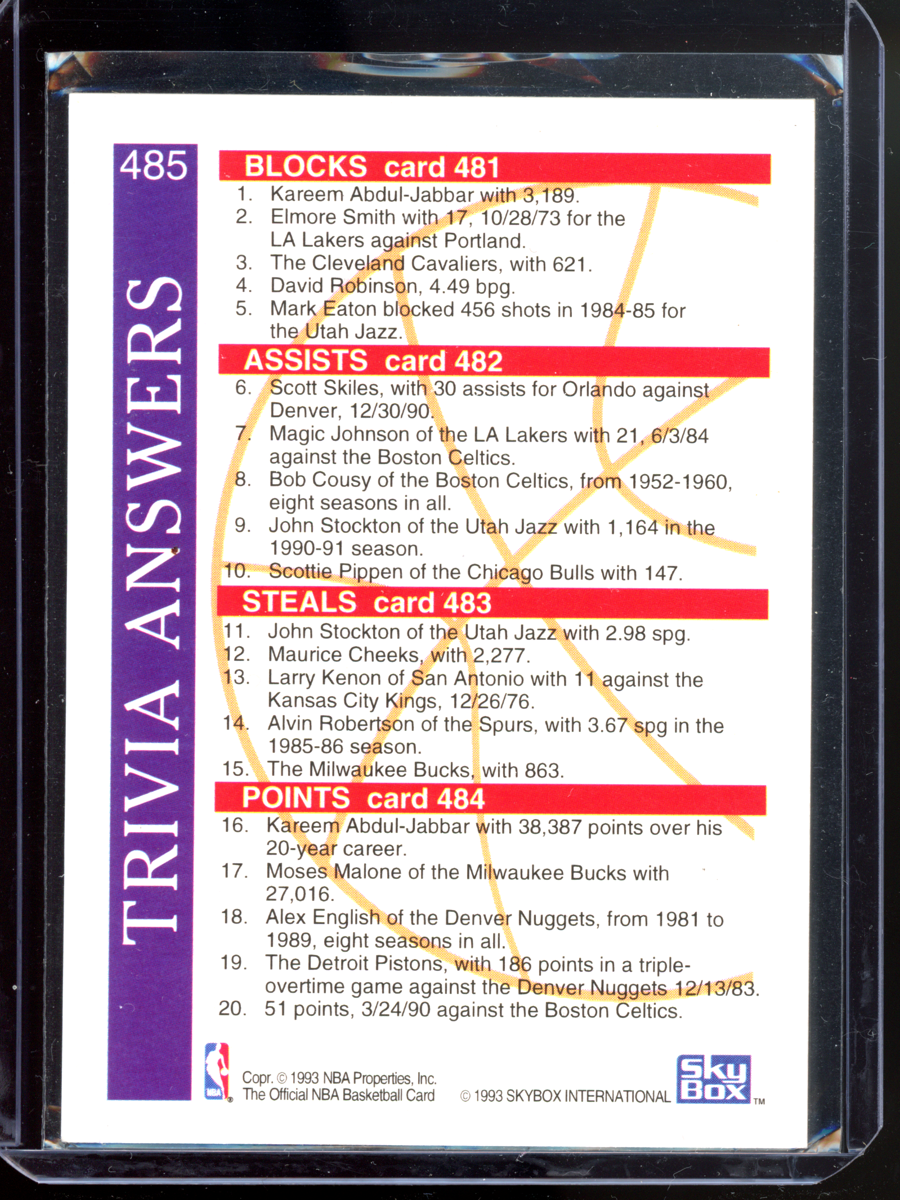 Magic Johnson &amp; David Robinson &amp; Patrick Ewing &amp; John Stockton Trivia I 1993 Skybox