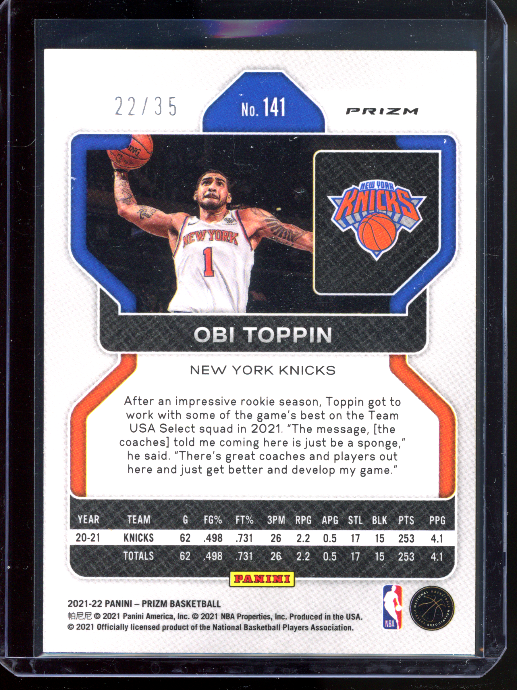 Obi Toppin Purple - Limited to 35 | 2021-22 Panini Prizm