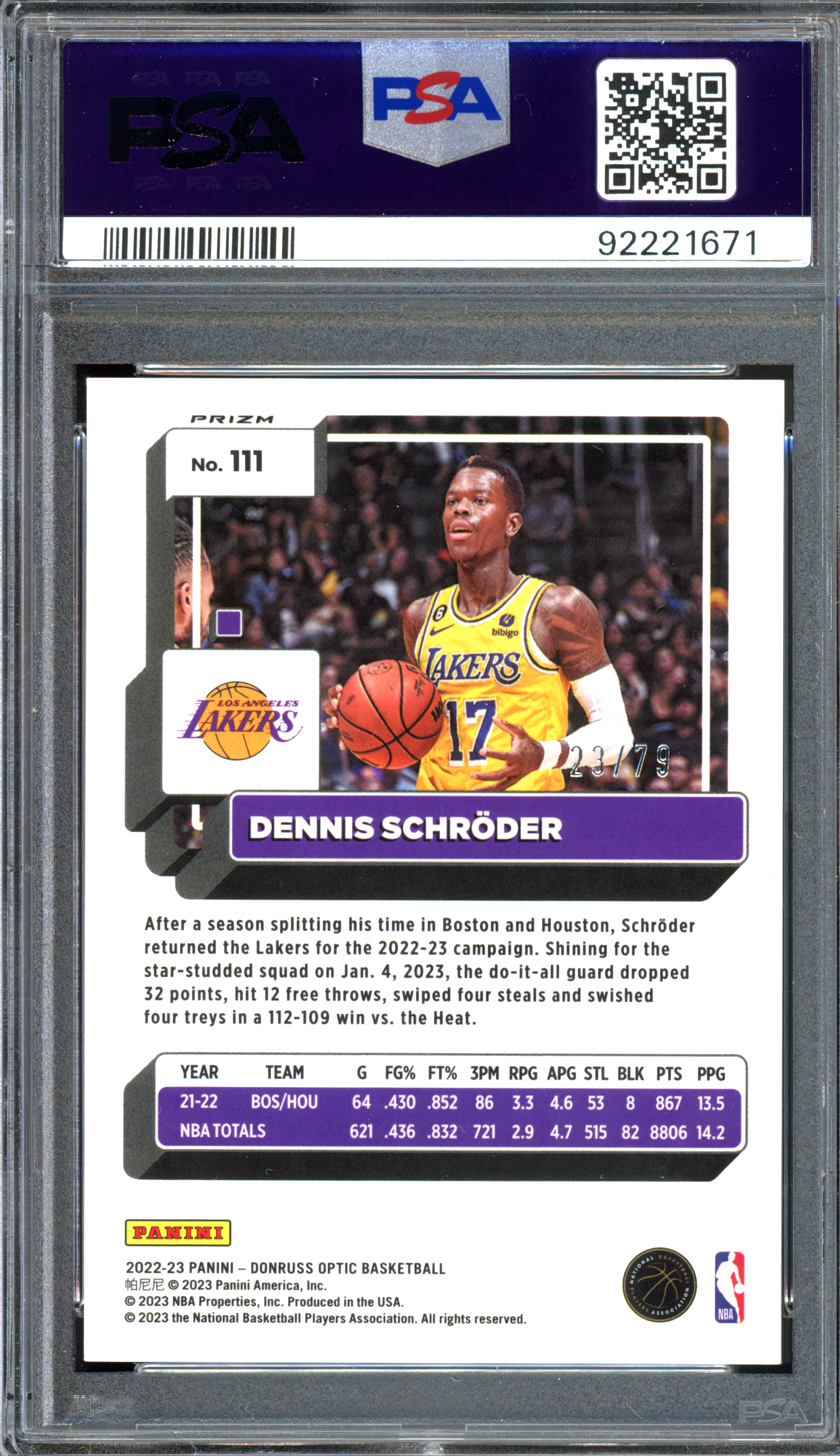 Dennis Schröder Autograph Pink Velocity - Limited to 79 | 2022-23 Panini Donruss Optic