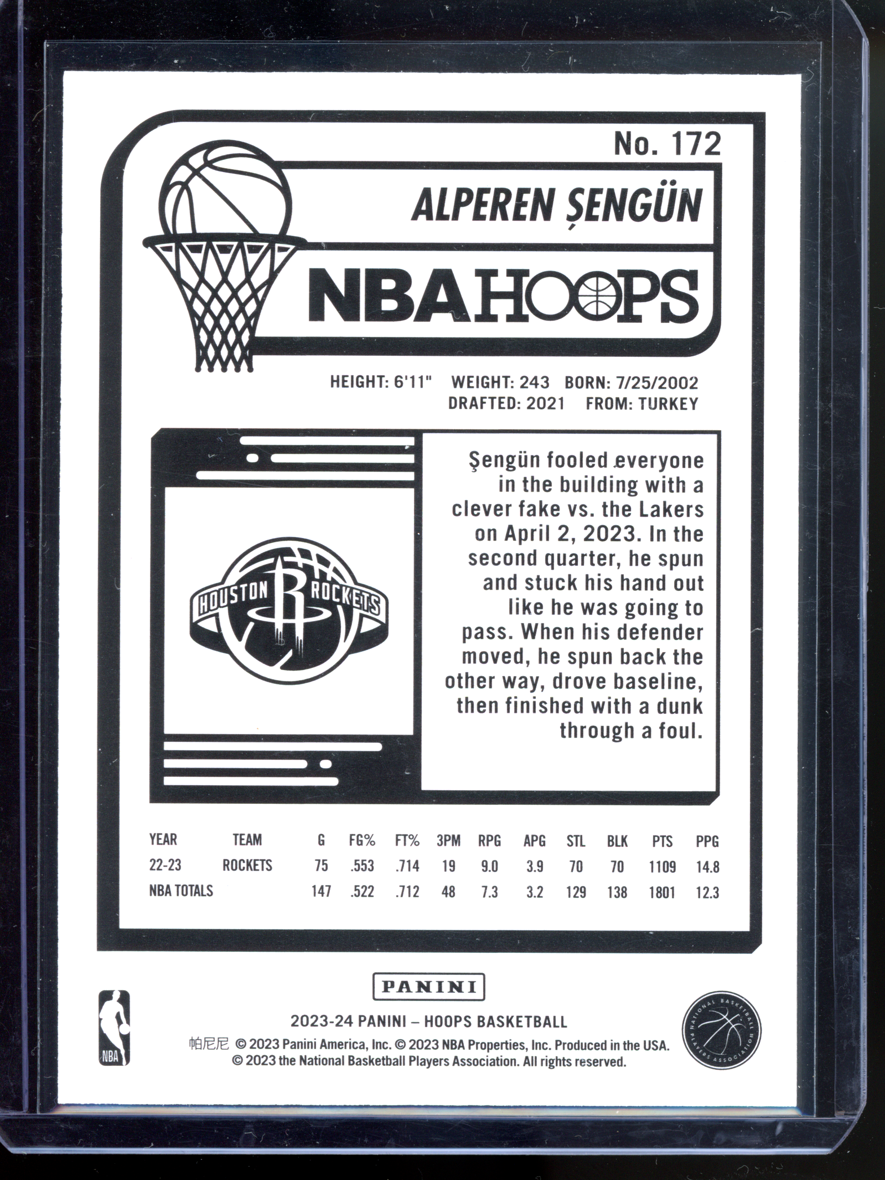 Alperen Sengün Silver - Limited to 199 | 2023-24 Panini NBA Hoops