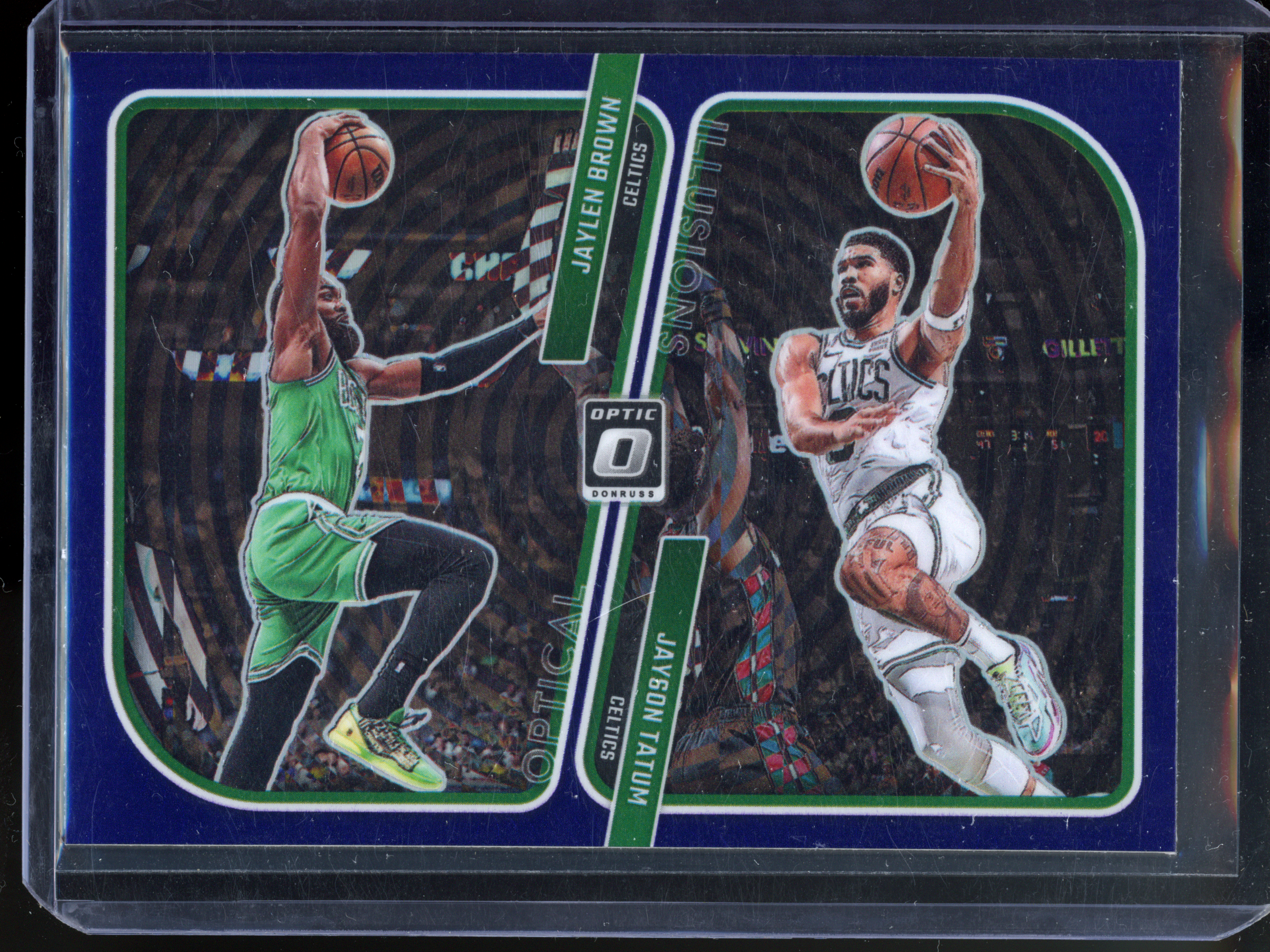 Jayson Tatum &amp; Jaylen Brown Optical Illusions I 2023-24 Panini Donruss Optic