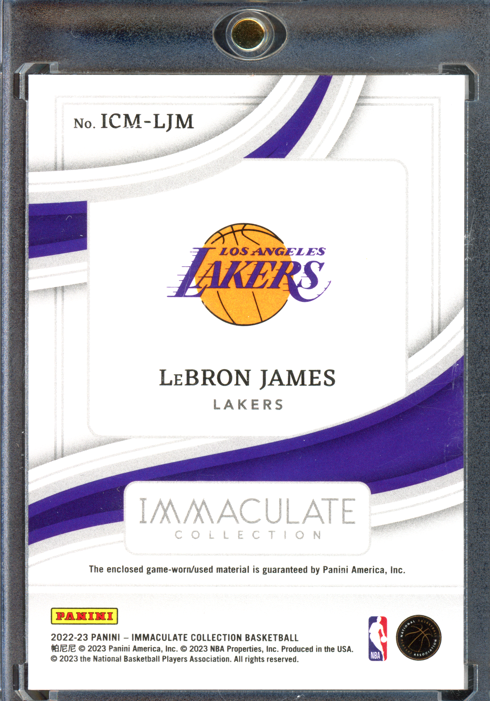 LeBron James Materials Worn Jersey Piece - Limited to 99 | 2022-23 Panini Immaculate