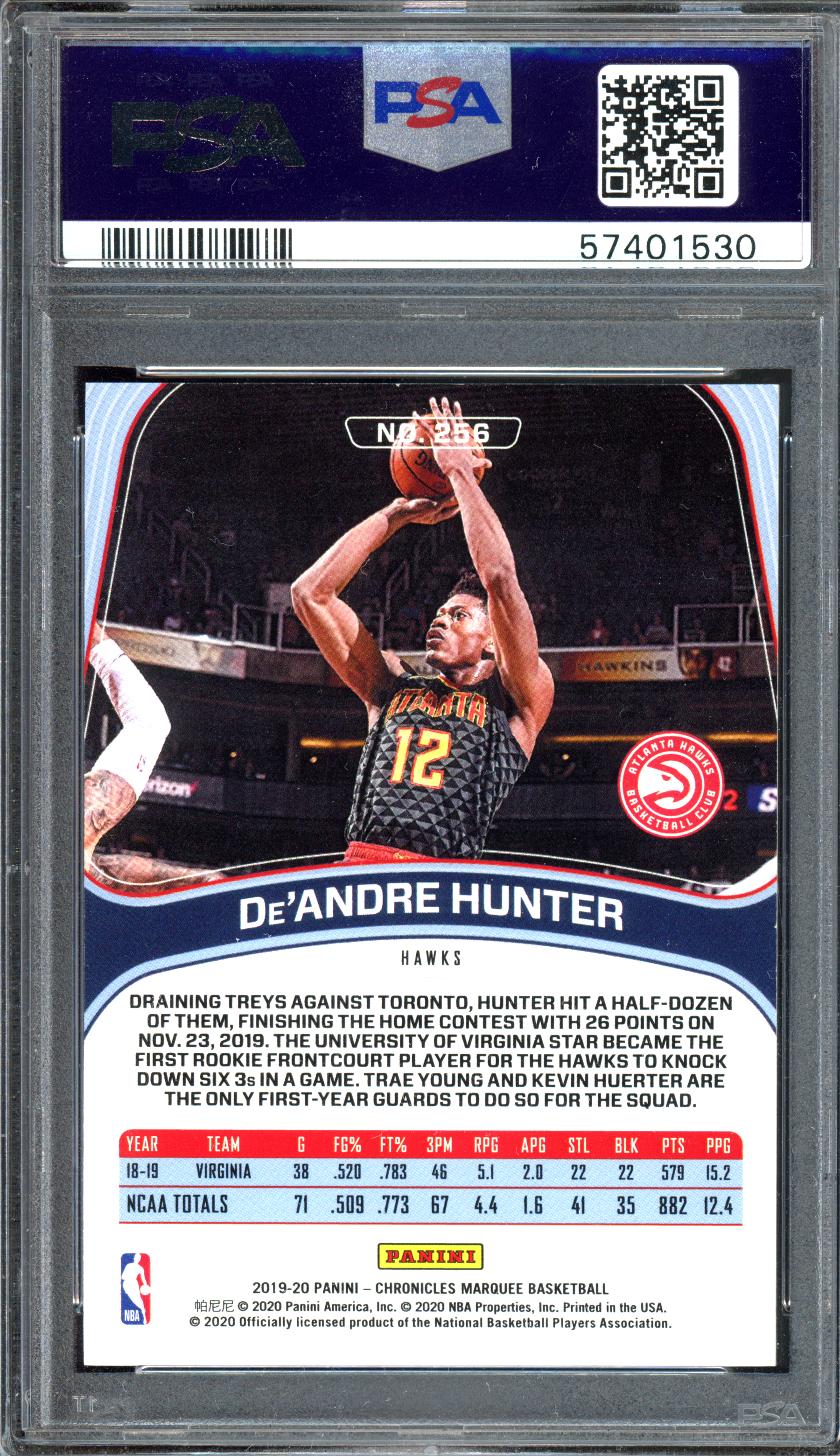 De'Andre Hunter Marquee Red PSA 9 - Limited to 149 | 2019-20 Panini Chronicles