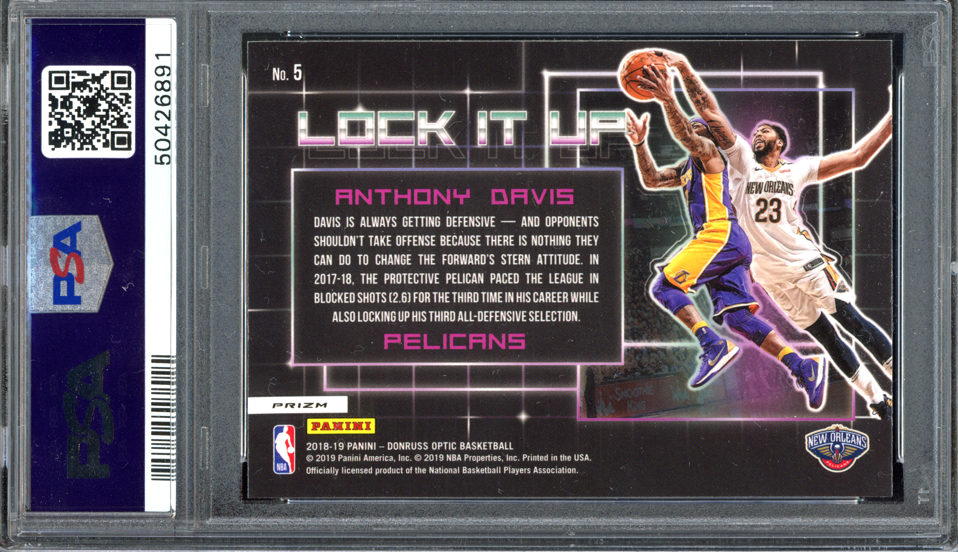 Anthony Davis Lock It Up Purple PSA 9 I 2018-19 Panini Donruss Optic