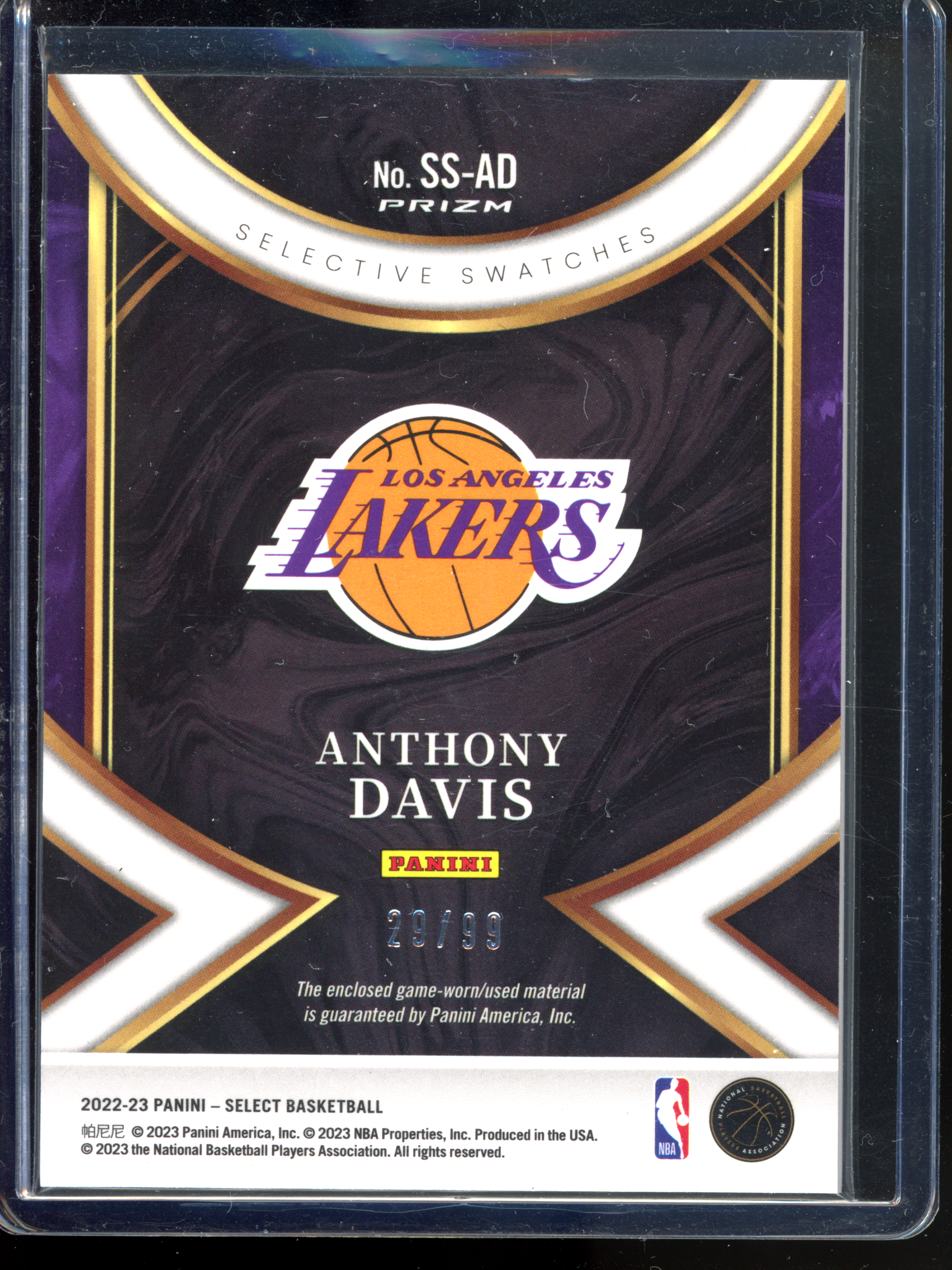 Anthony Davis Match-worn Jersey - Limited to 99 | 2022-23 Panini Select