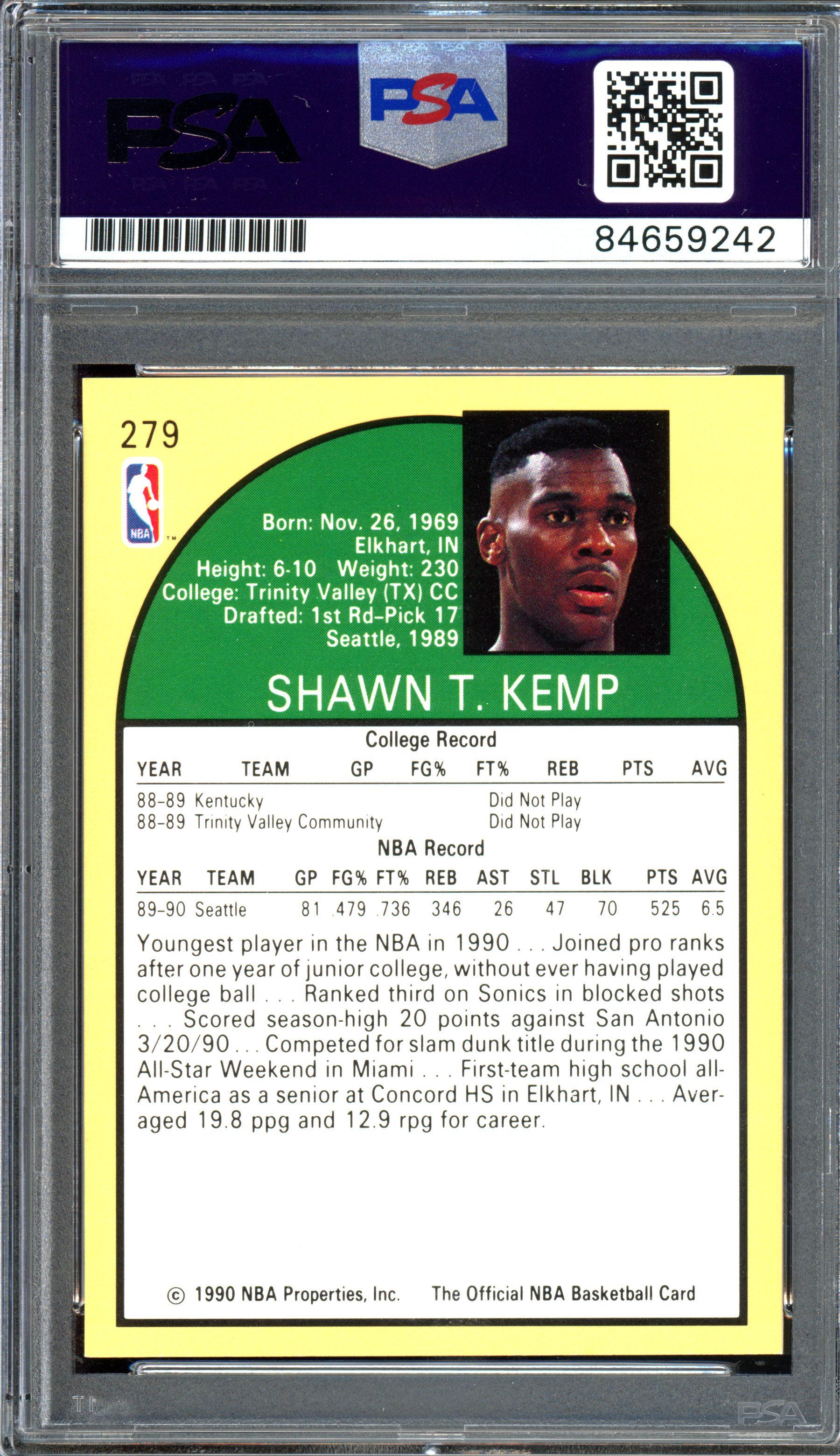 Shawn Kemp Autograph Rookie - Authenticated by PSA | 1990 NBA Hoops
