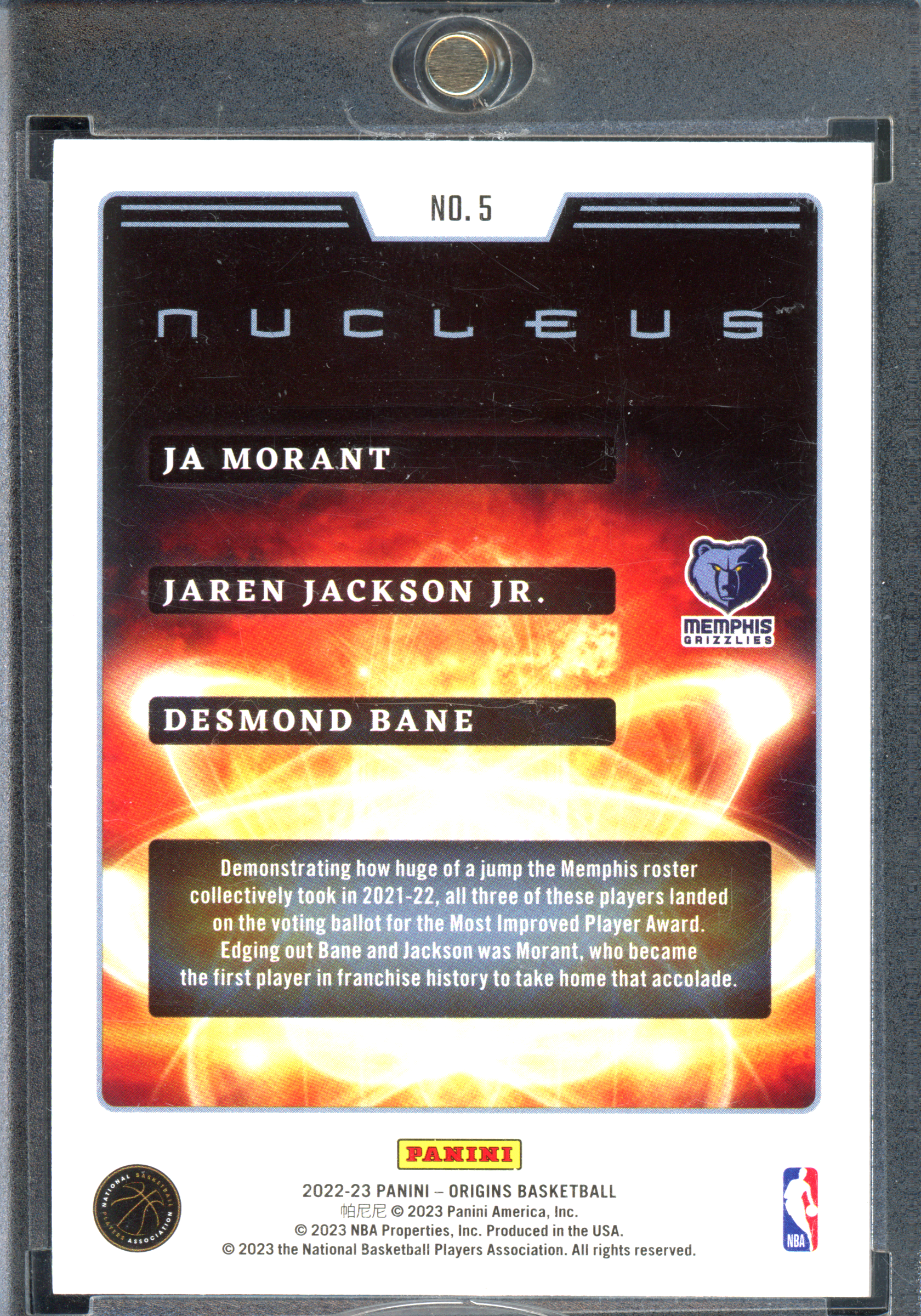 Ja Morant, Desmond Bane, Jaren Jackson Jr. Nucleus I Limited to 99 copies I 2023-24 Panini Origins