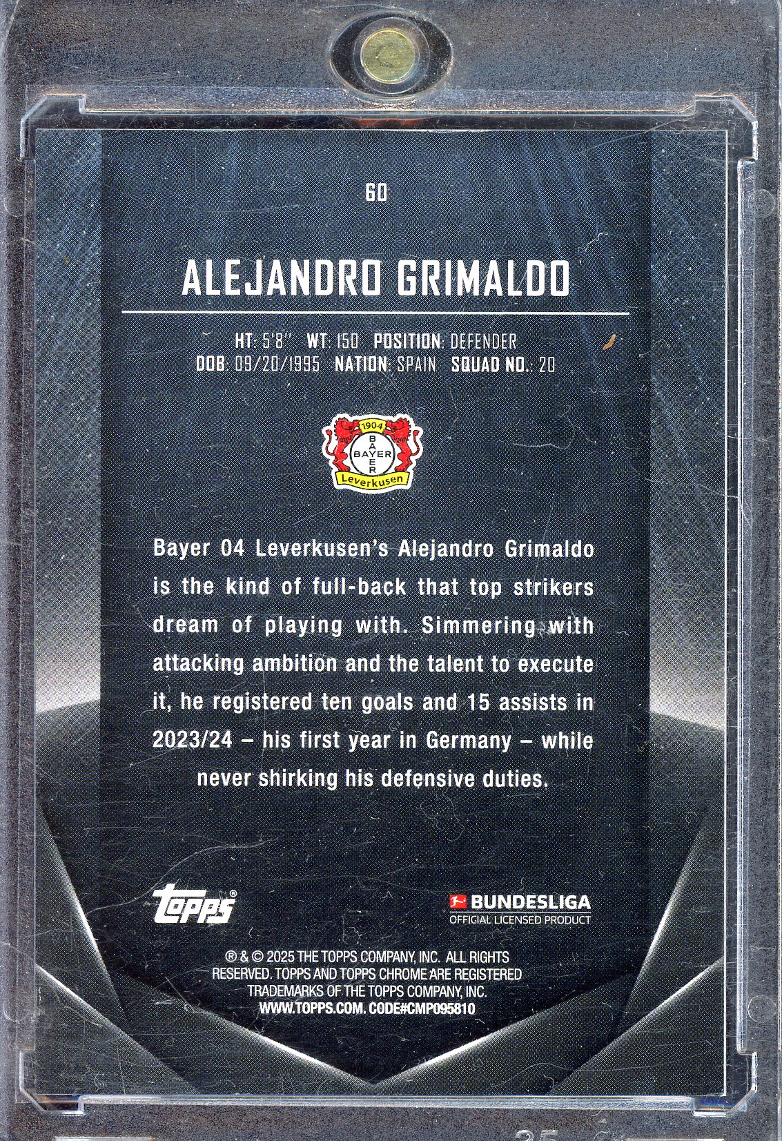 Alejandro Grimaldo - Limited to 25 - 2025 Topps Midnight